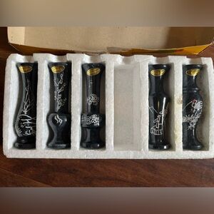 Vintage Marble Artcraft Set of 5 navy Marble Vases made in Taiwan box